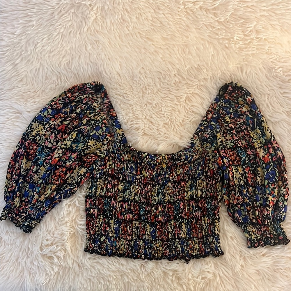 Floral Smocked Puff Sleeve Top